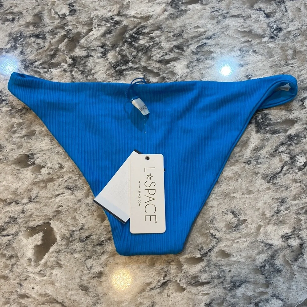 NWT L*Space Camacho Ribbed Bikini Bottom Aquarius Blue Small